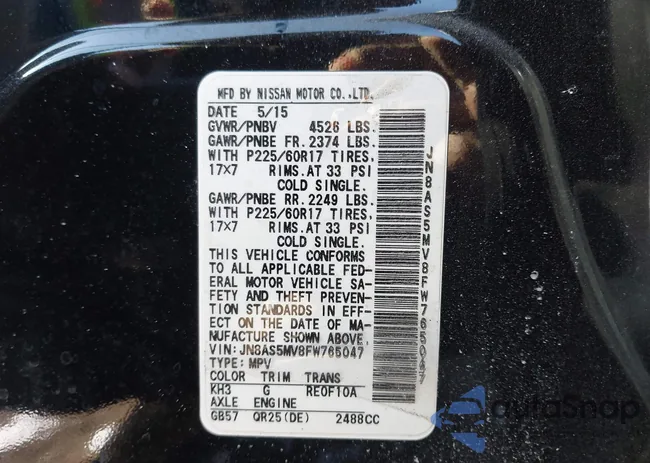 JN8AS5MV8FW765047: 44207576