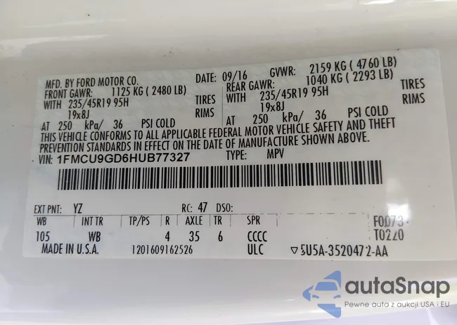 1FMCU9GD6HUB77327: 44207590