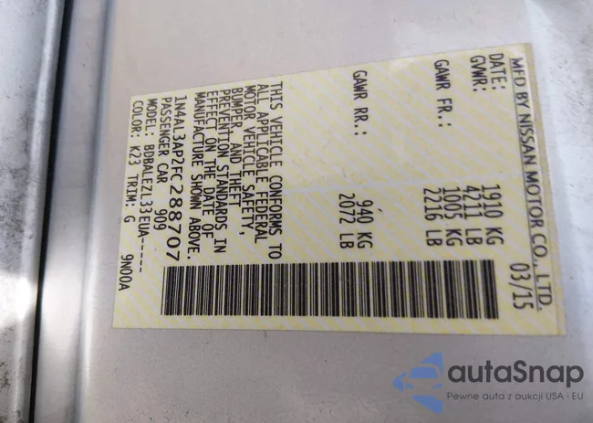 1N4AL3AP2FC288707: 44207595