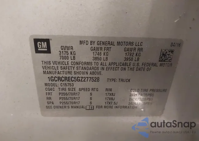 1GCRCREC5GZ277528: 44207599