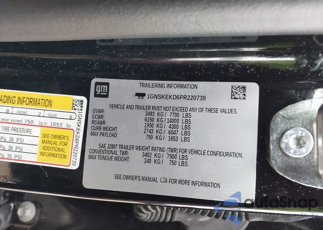 1GNSKEKD6PR220739: 44207684