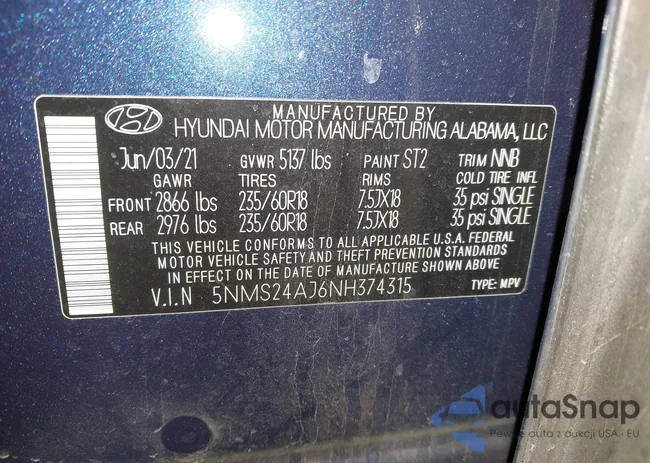 5NMS24AJ6NH374315: 44207890