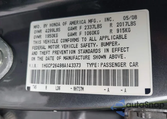 1HGCP26498A143373: 44207931