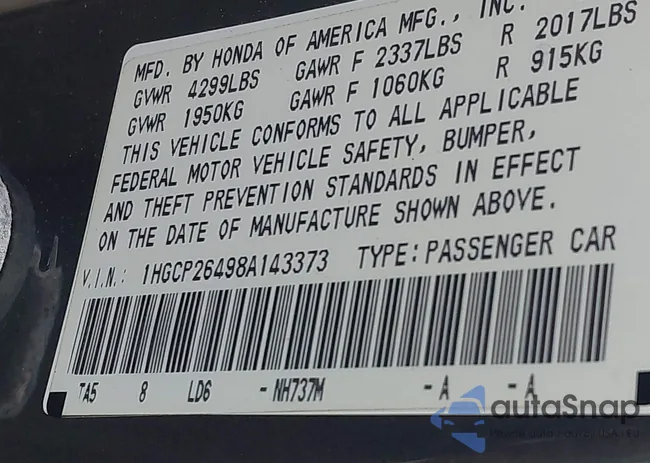 1HGCP26498A143373: 44207931