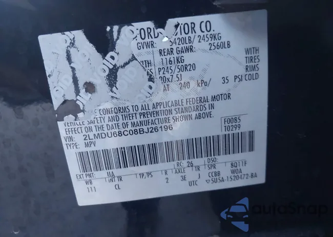 2LMDU68C08BJ26196: 44207005