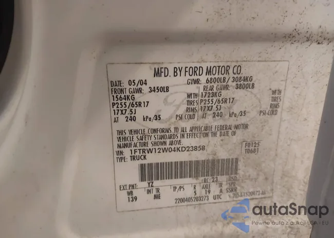 1FTRW12W04KD23858: 44207033