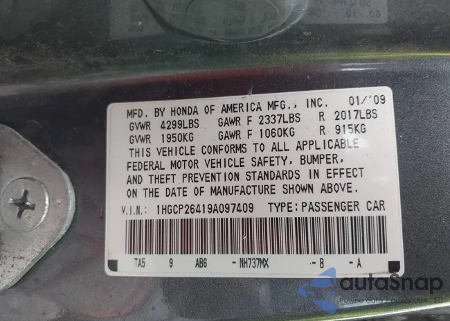 1HGCP26419A097409: 44207035