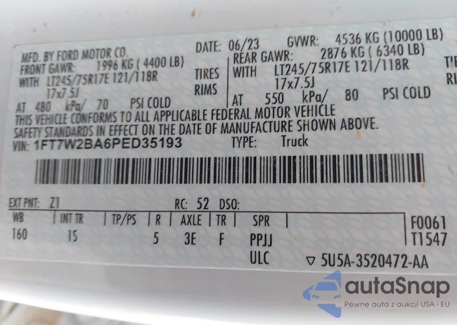 1FT7W2BA6PED35193: 44207085