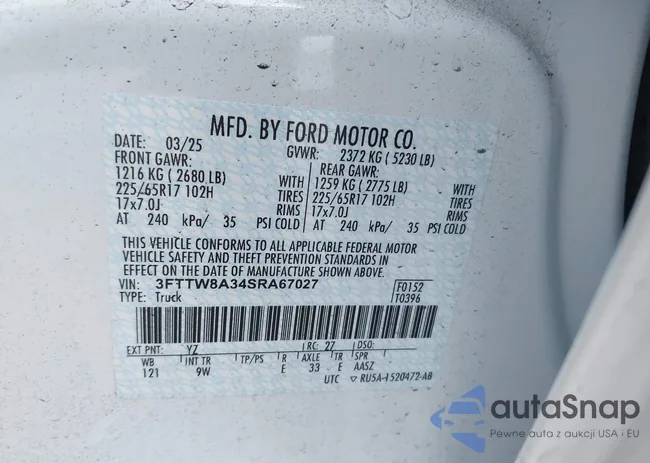 3FTTW8A34SRA67027: 44207104