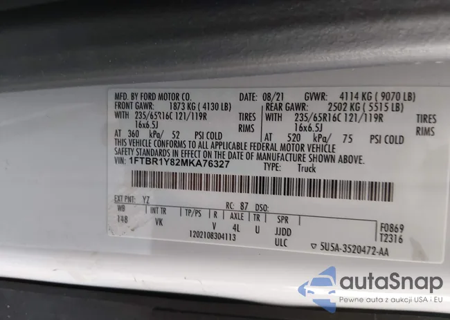 1FTBR1Y82MKA76327: 44207111