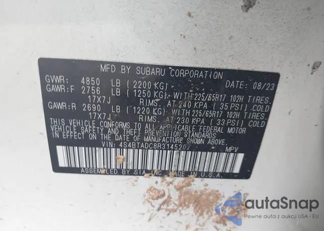 4S4BTADC8R3145207: 44207122