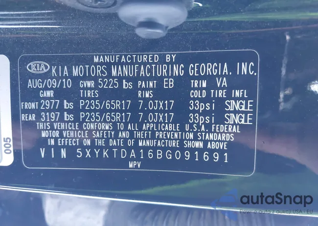 5XYKTDA16BG091691: 44207161