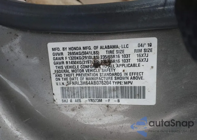 5FNRL3H64AB076204: 44207183