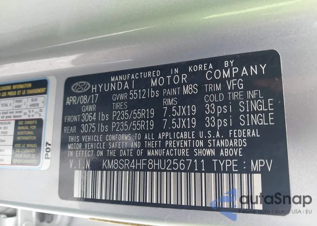 KM8SR4HF8HU256711: 44207297