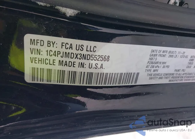 1C4PJMDX3ND552568: 44207341