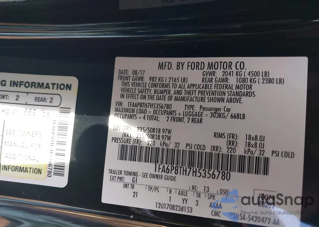 1FA6P8TH7H5356780: 44208400