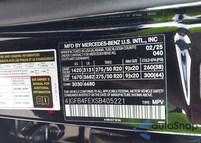 4JGFB4FEXSB405221: 44208564