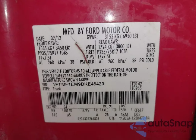 1FTMF1EM9DKE46420: 44208594