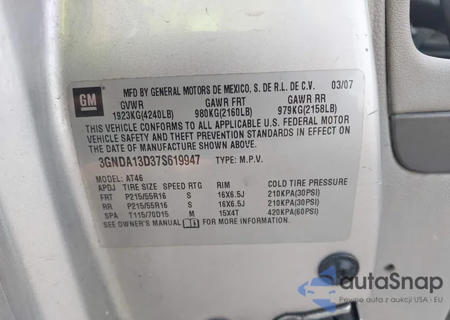 3GNDA13D37S619947: 44208871