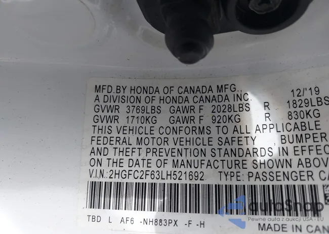 2HGFC2F63LH521692: 44208903