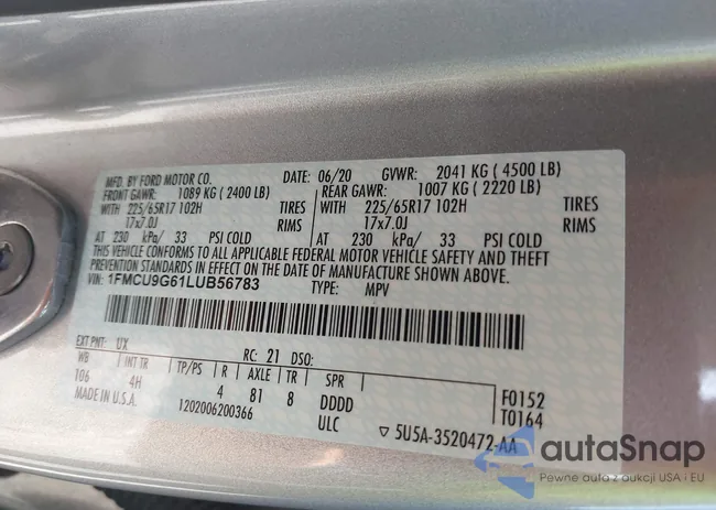 1FMCU9G61LUB56783: 44208956