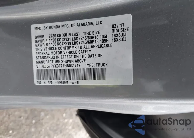 5FPYK3F71HB031717: 44208161