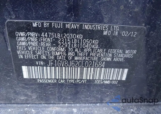 JF1GV8J62CL021684: 44208186