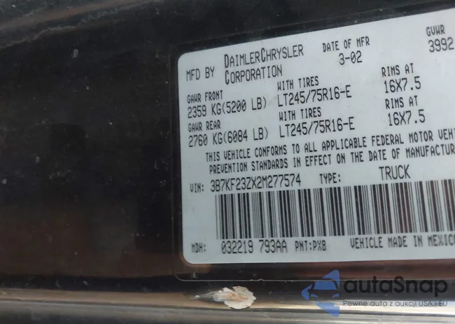 3B7KF23ZX2M277574: 44209433