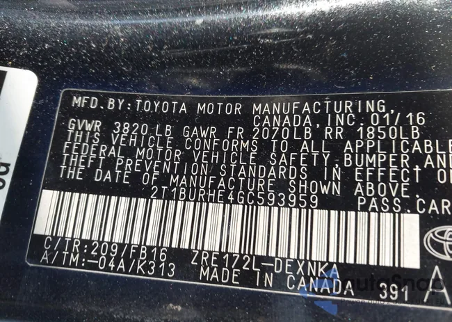 2T1BURHE4GC593959: 44209513