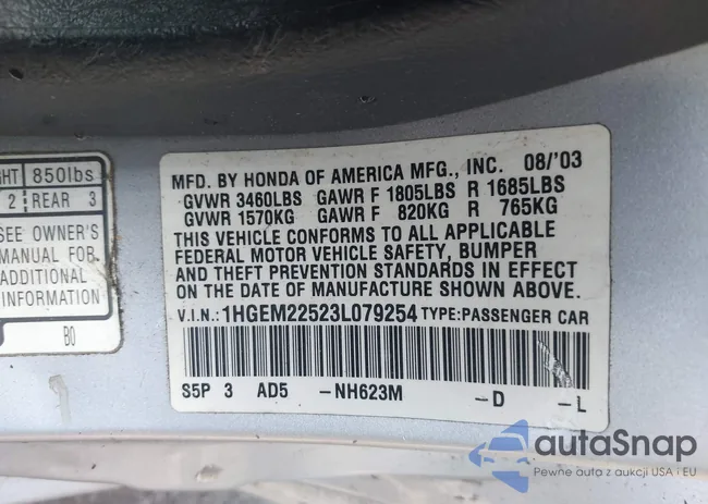 1HGEM22523L079254: 44209518