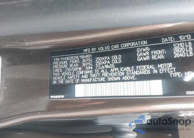 YV4902BZ6E1184891: 44209579