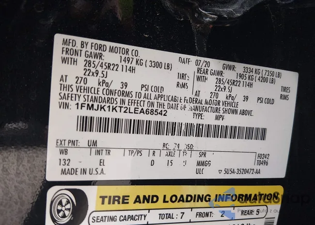 1FMJK1KT2LEA68542: 44209662