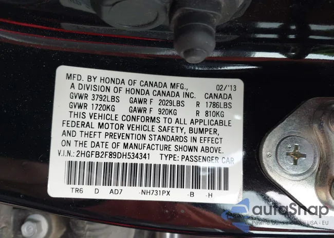 2HGFB2F89DH534341: 44209721