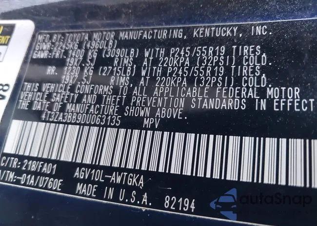 4T3ZA3BB9DU063135: 44209741