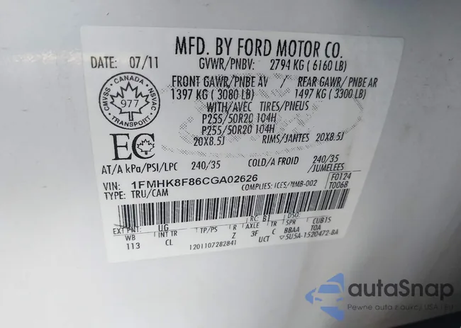 1FMHK8F86CGA02626: 44209743