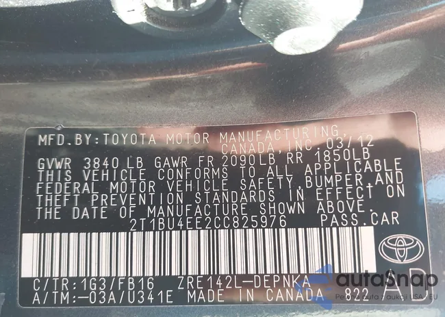 2T1BU4EE2CC825976: 44209780