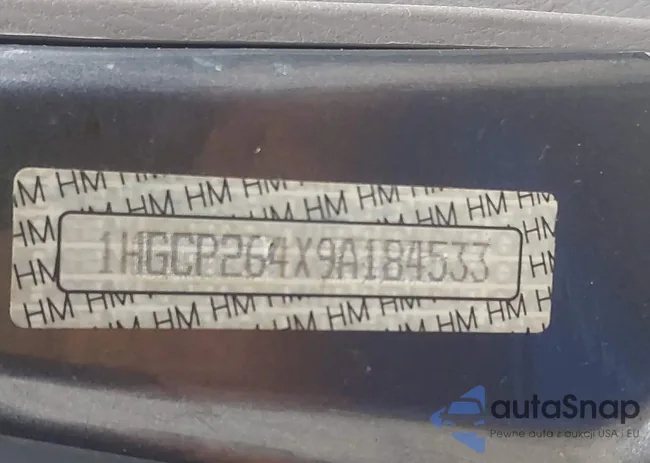 1HGCP264X9A184533: 44209791