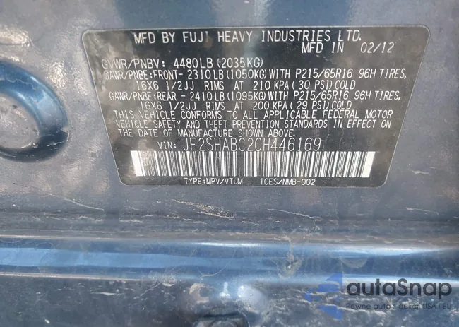 JF2SHABC2CH446169: 44209850