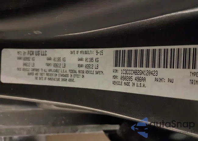 1C3CCCAB2GN120423: 44209863