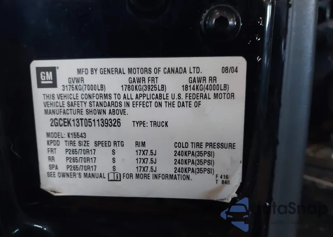 2GCEK13T051139326: 44209906