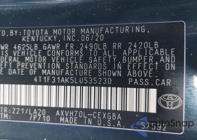 4T1F31AK5LU535230: 44209974