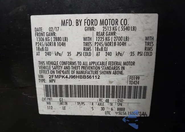 2FMPK4J96HBB56112: 44209010