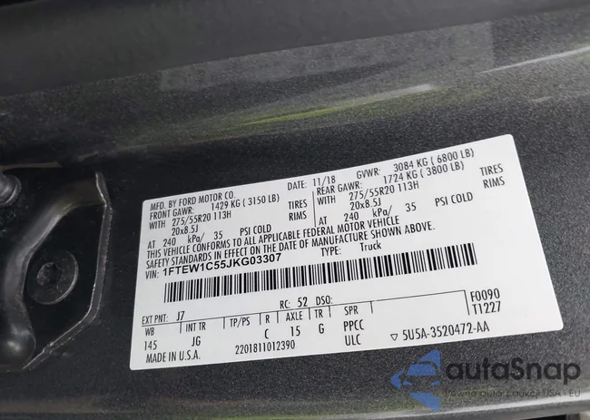 1FTEW1C55JKG03307: 44209087