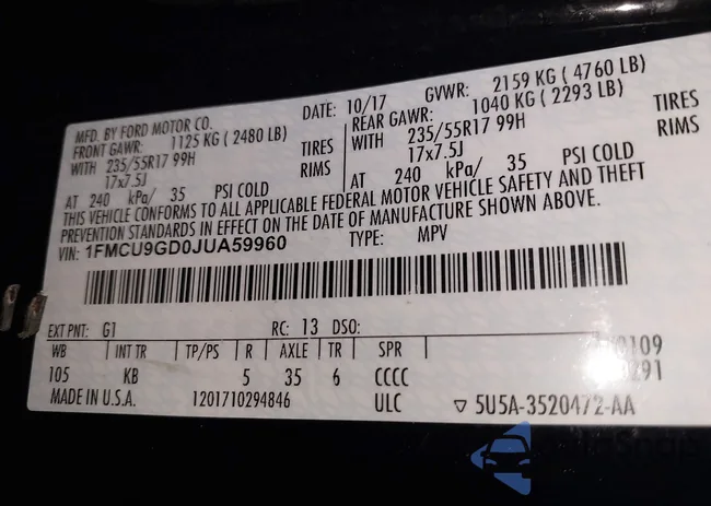 1FMCU9GD0JUA59960: 44209156