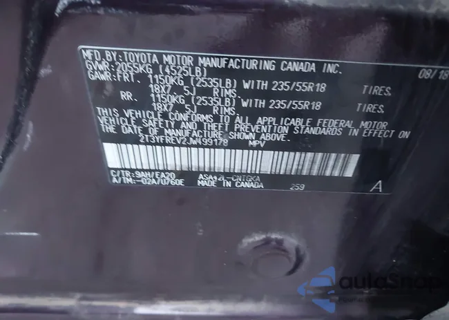 2T3YFREV2JW499178: 44209177