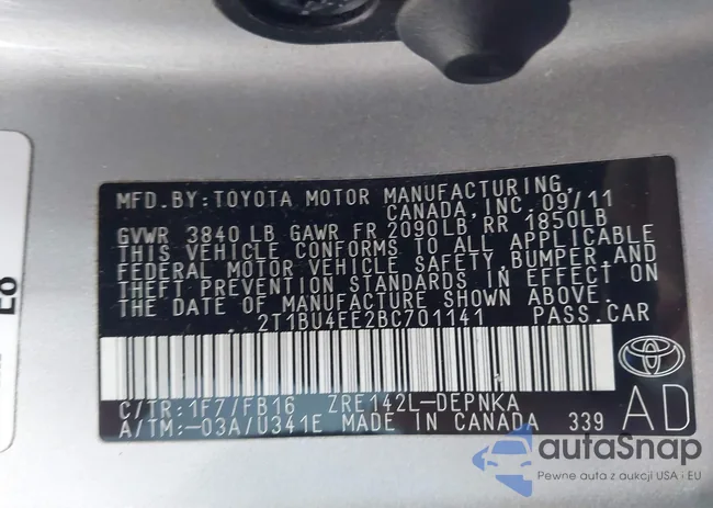 2T1BU4EE2BC701141: 44209239