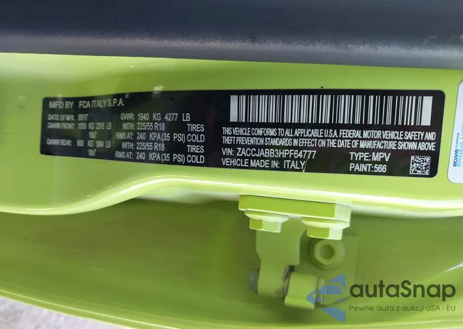 ZACCJABB3HPF64777: 44209284