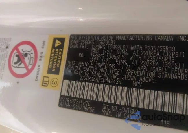 2T2BK1BA7CC147436: 44209295