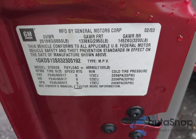 1GKDS13S832305192: 44210382