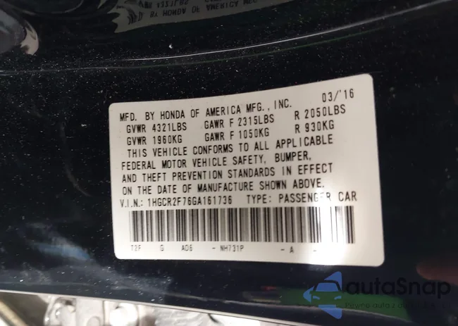 1HGCR2F76GA161736: 44210713